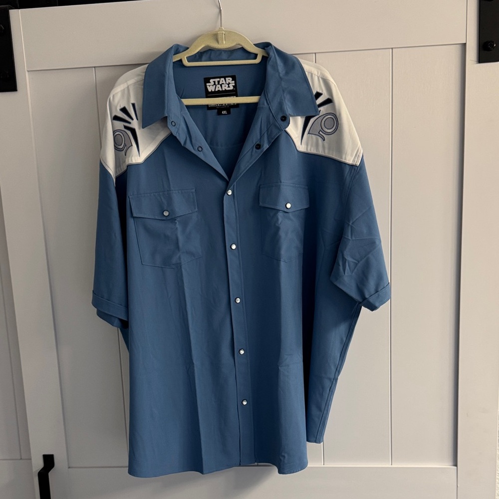 RSVLTS Star Wars Bo Katan Roper Blue and White Casual Shirt